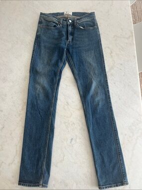 Acne Slim Straight Jeans in Denim Blue